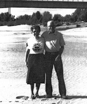 Joyce and Jack Parsell at the Arizona low point in the waterless bed of the Colorado River.